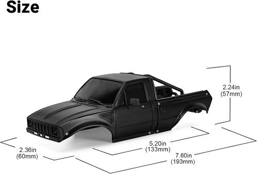 Pickup Hard Body Shell with Bed Rack for 1/24 RC Crawler - Axial C10 Black - Picture 5 of 10