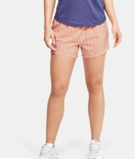 UNDER ARMOUR WOMEN'S MILEAGE HEATGEAR PRINTED RUNNING SHORTS PEACH #1355479-NWT