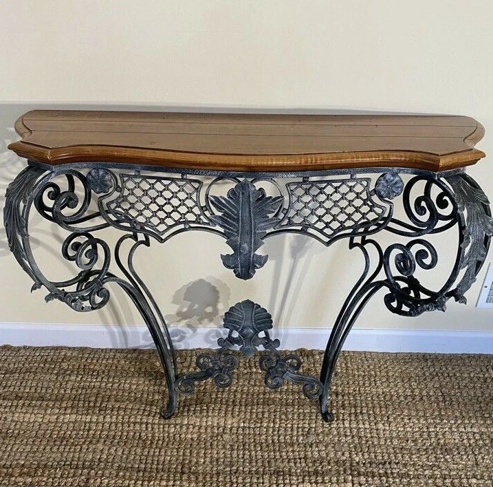 *¡Raro!!*¡Mesa consola de hierro forjado con espejo Ethan Allen Country French Legacy! Foto 2 de 4