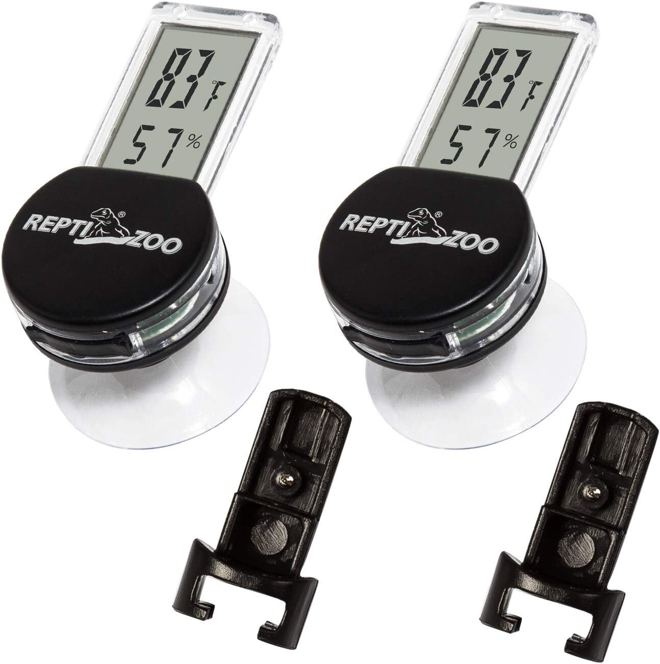 REPTI ZOO 2 Pack Reptile Terrarium Thermometer Hygrometer Digital Pack-2