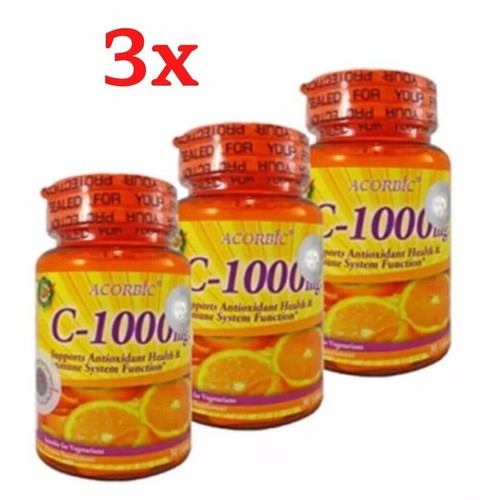 4 Comprimés Vitamine C 1000 Mg ACORBIC - Antioxydant, Blanchissant, Anti-rides, Santé