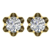 I1 G 0.55 Ct Solitaire Studs Six Prong Round Diamond 14K White Yellow Rose Gold