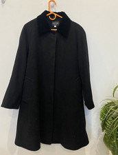 New De La Creme Women's Black Wool Cashmere Blend Coat Size 14, Made In England