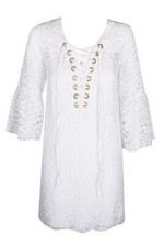 Kensie White Lace Three-Quarter-Sleeve Shift Dress S