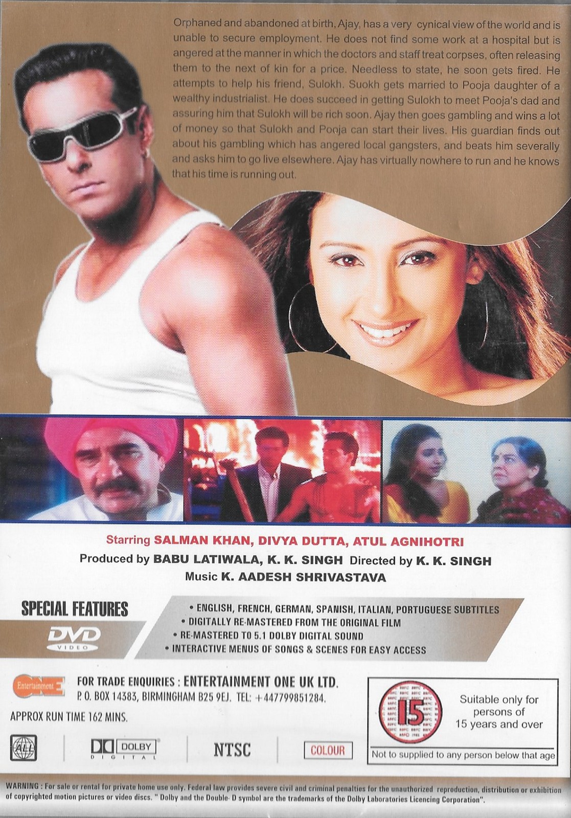 VEERGATI SALMAN KHAN DIVYA DUTTA ORIGINAL BOLLYWOOD DVD MULTI