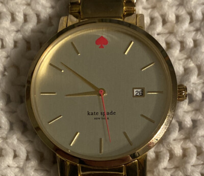 Kate Spade Gramercy Watch Women Gold Tone Round Date 30M New 