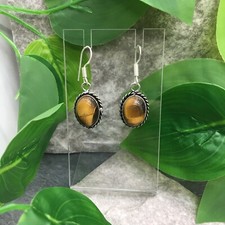 2  Tiger  s EyeGemstone 925 Silver Plated Handmade Earring Set New 5911