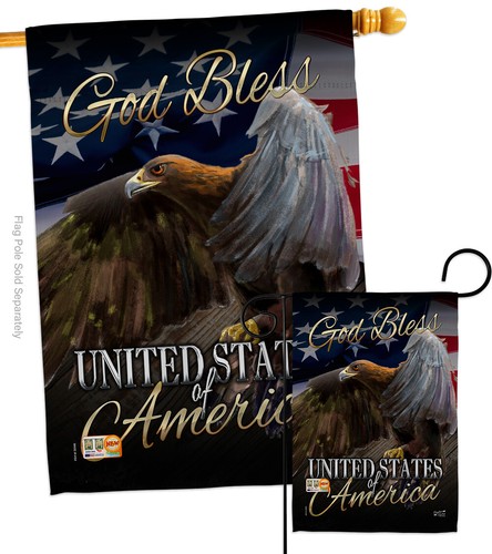 American Eagle Patriotic Pride Proud God Bless National Garden House Yard Flag - Picture 4 of 13