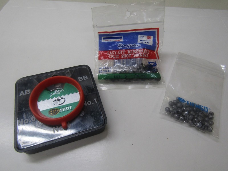 Split Shot Sinkers: Dinsmores AB,BB, No. 1, 4,6, Shakespeare Size 5 and Tiemco