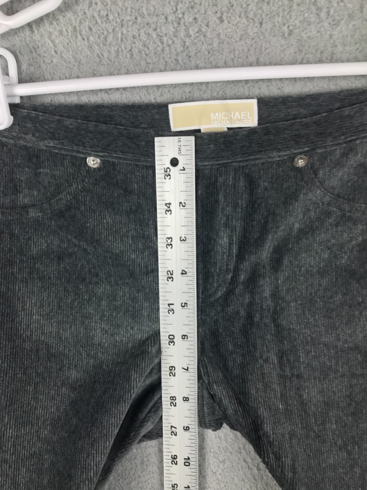 MK Michael Kors Womens Low Rise Skinny Gray Corduroy Pull On Jeans Size XS 26X28 image 6