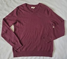 Sonoma Life Style Mens Size Small Pull Over V Neck Sweater Burgundy 100 Cotton