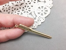 Pluma Miniatura La Plume Tono Dorado 2" Chatelaine Accesorios Cartucho de Tinta Seco De Colección