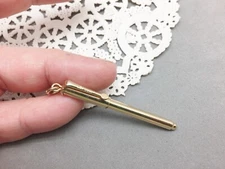 Miniature La Plume Pen Gold Tone 2" Chatelaine Accessories Ink Cartridge Dry Vtg