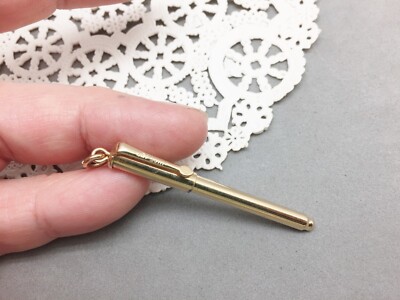 Miniature La Plume Pen Gold Tone 2'' Chatelaine Accessories Ink Cartridge Dry Vtg