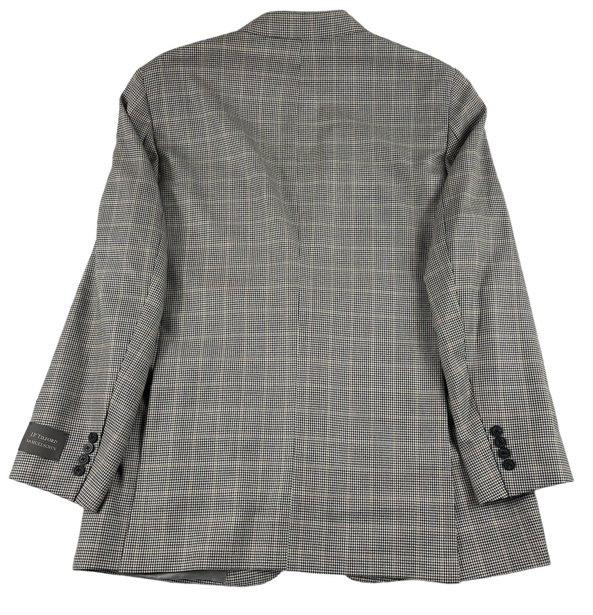 Samuelsohn X JP Tilford Gray Black Herringbone Checked Wool Silk