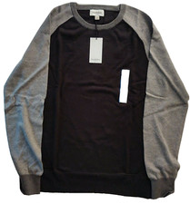 Goodfellow  Co Men's Colorblock Regular Fit Crewneck Sweater Black/Gray L