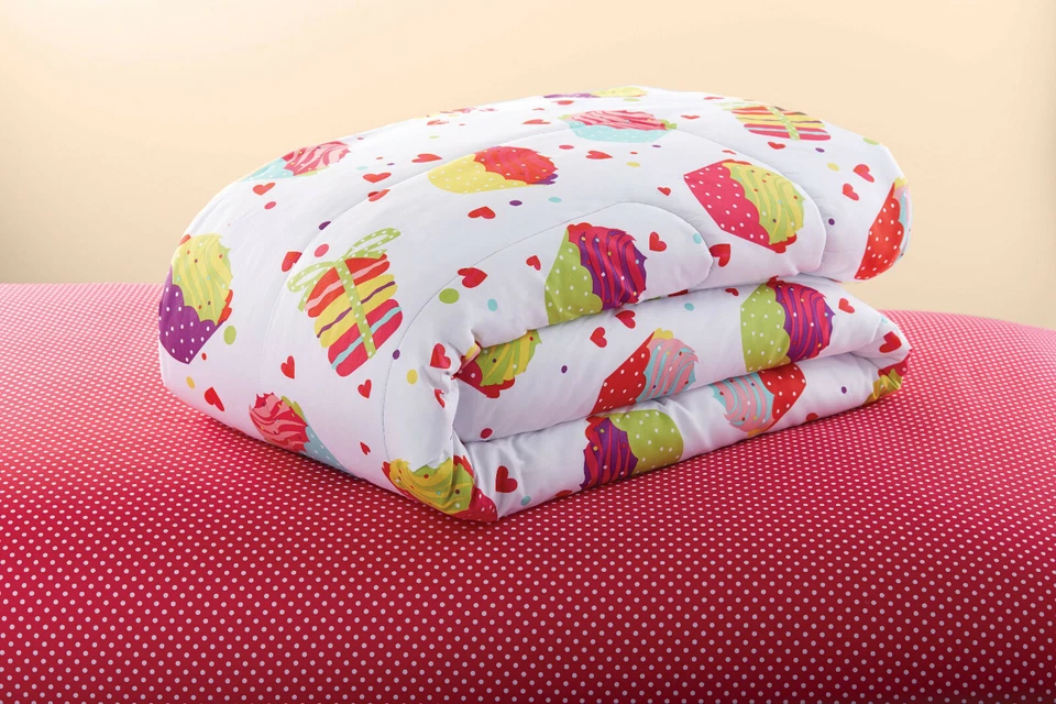 Juego de cama completo de 7 piezas para cupcakes niñas cama en bolsa edredón sábanas fundas de almohada Foto 4 de 4