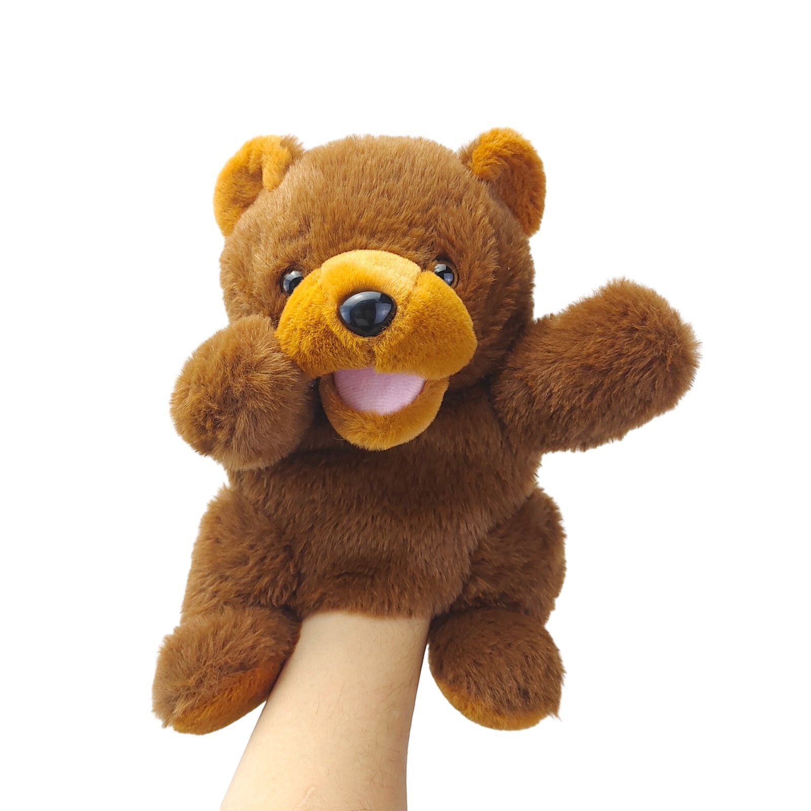 10 '' Brown Bear Hand Puppet Soft Plush Toy For Kids Interactive Roleplay Gift
