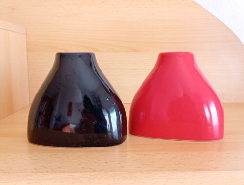 2 kleinere Deko Vasen Schwarz Rot Porzellan Keramik Blumen - Bild 3 von 7