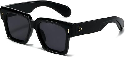 EYLRIM Square Frame Sunglasses for Women Men Trendy Thick 01 Black/Grey 