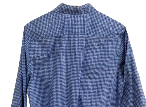 Slate & Stone Mens Size M Fitted Shirt Pointed Collar Blue White Mini pinstripe - Picture 4 of 5