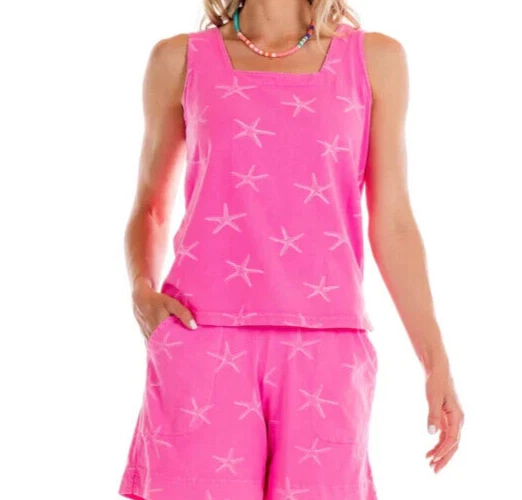 FRESH PRODUCE XXL Cosmos PINK STARFISH Jersey Cotton $49 Boxy Tank TOP NWT XXL