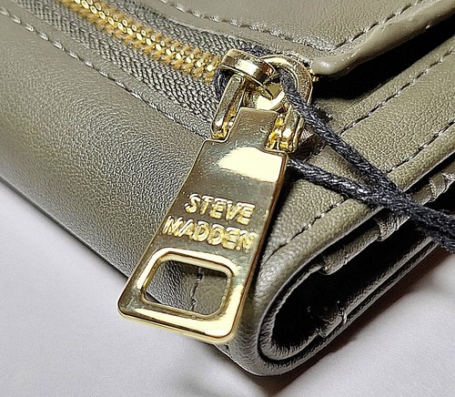 NUEVA CARTERA STEVE MADDEN Mujer BALLEN Verde Cuero Texturizado Suave ENVÍO GRATUITO - Imagen 4 de 9