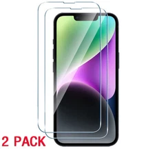 2 Pack Screen Protector Tempered Glass For iPhone 13/14/15/16 pro Pro Max / Plus