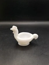 Antique Vallerysthal French milk glass rooster salt cellar