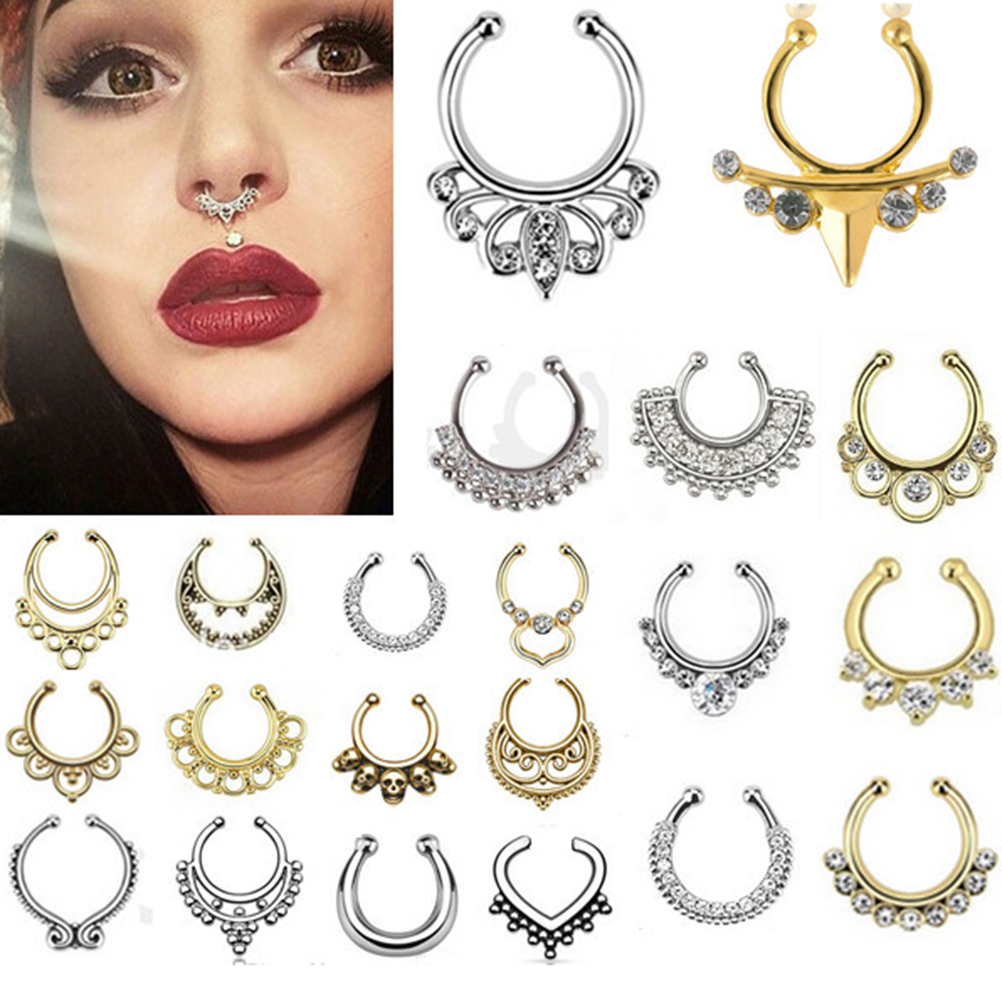 AzureRay Fake Nasenring 3er Set - Septum Piercing Silber Ohne Stechen