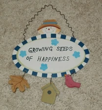 "GROWING SEEDS of HAPPINESS - WOOD PLAQUE