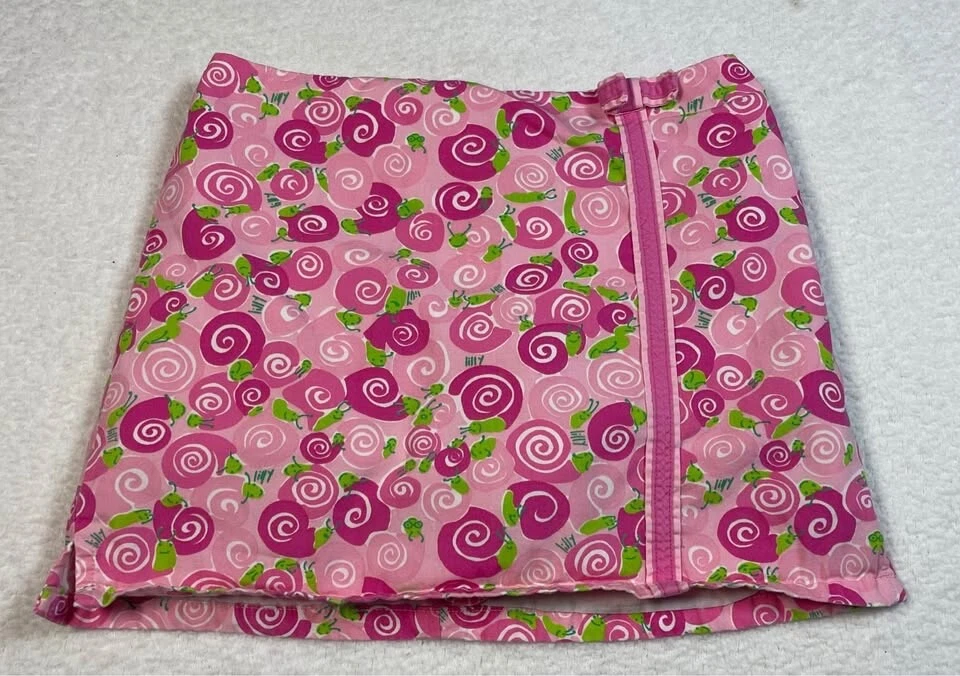 Falda corta Lilly Pulitzer niña rosa y verde vintage remolino caracol Foto 3 de 4