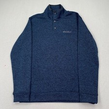 Eddie Bauer Men's 3 Button Pullover Sweater Size Medium Dark Blue