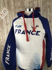France Motor Cycle Hoodie Mens Small Blue Sweatshirt Color Block Pullover N118