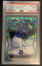 2023 Bowman Sapphire - Lizandro Rodriguez 1st Bowman Aqua Auto #28/99 - PSA 9