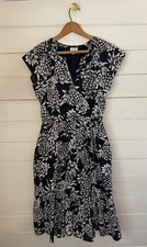 J. CREW Pineapple MIDI Crinkle Dress Women’s Sz 2 Navy & White RESORT