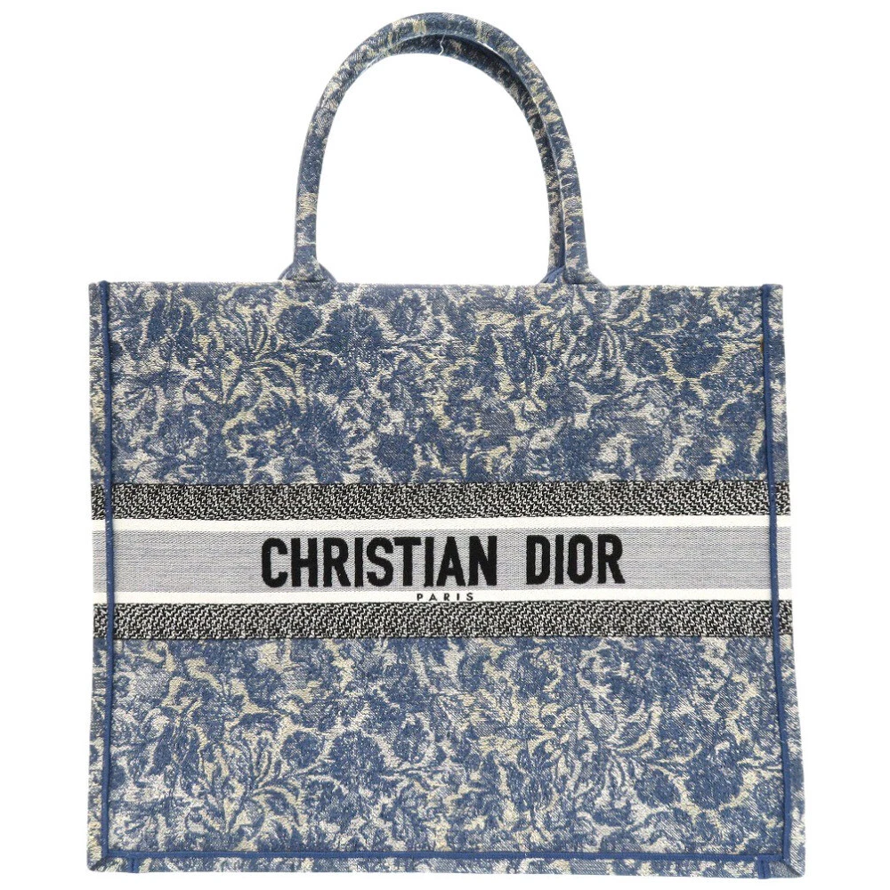 AUTHENTIQUE grand sac fourre tout Christian Dior livre toile bleue
