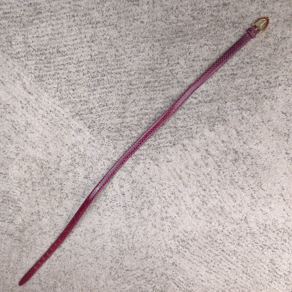 Cinturón de piel de serpiente vintage para mujer grande 31 cintura púrpura oro hebilla .75 ancho años 80 90 Foto 3 de 4