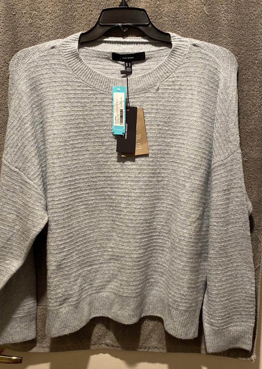 Vero Moda Womens XL Lt Blue Long Sleeved Pullover Ribbed Sweater