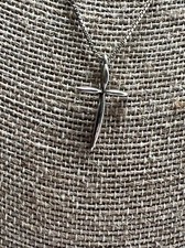 Sterling silver cross pendant 925 box chain 17 inches 431AR marked Italy