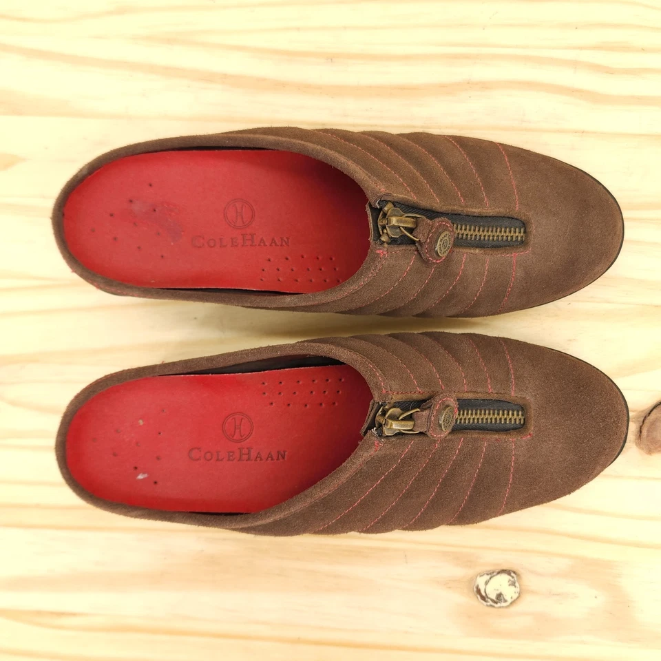 Zapatos para mujer Cole Haan talla 6 B marrón gamuza impermeables gruesos zuecos años 90 Y2K Foto 3 de 4