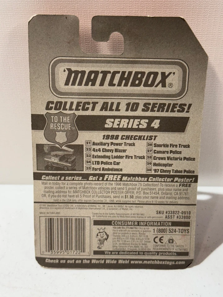 Matchbox 4 x 4 Chevy Blazer белый OFF ROAD PATROL к спасению серии #22 новый - Изображение 2 из 3