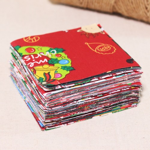 100 Cotton Christmas Fabric Bundle Precut 4" Charm Squares Sewing Holiday Crafts - Picture 2 of 7