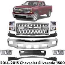 Front Bumper Chrome Headlight Kit For 2014-2015 Chevrolet Silverado 1500