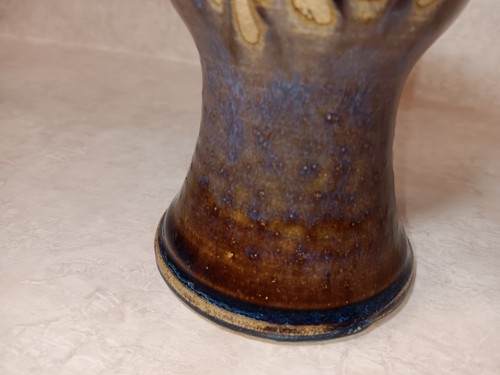 Handmade Studio Pottery Goblet Chalice With Beautiful Glaze Signed Swirl Purple - Picture 4 of 8