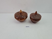 Handgeschnitzte Deckeldosen Blumenrelief 2er Set Dekorativ & Rustikal #250751