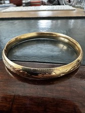 Broken: Vintage 9K Gold Engraved Hinged Bangle 8.52g, Import Hallmark Sheffield