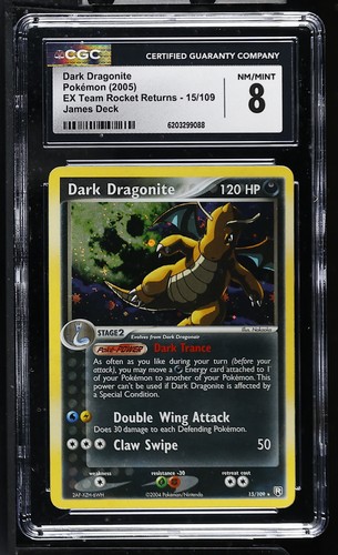 CGC 8 Dark Dragonite 15/109 EX Team Rocket Returns Holo Pokemon Card