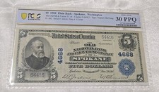 1902 $5 SPOKANE WASHINGTON CHARTER 4668 NATIONAL NOTE PCGS VF30 PPQ