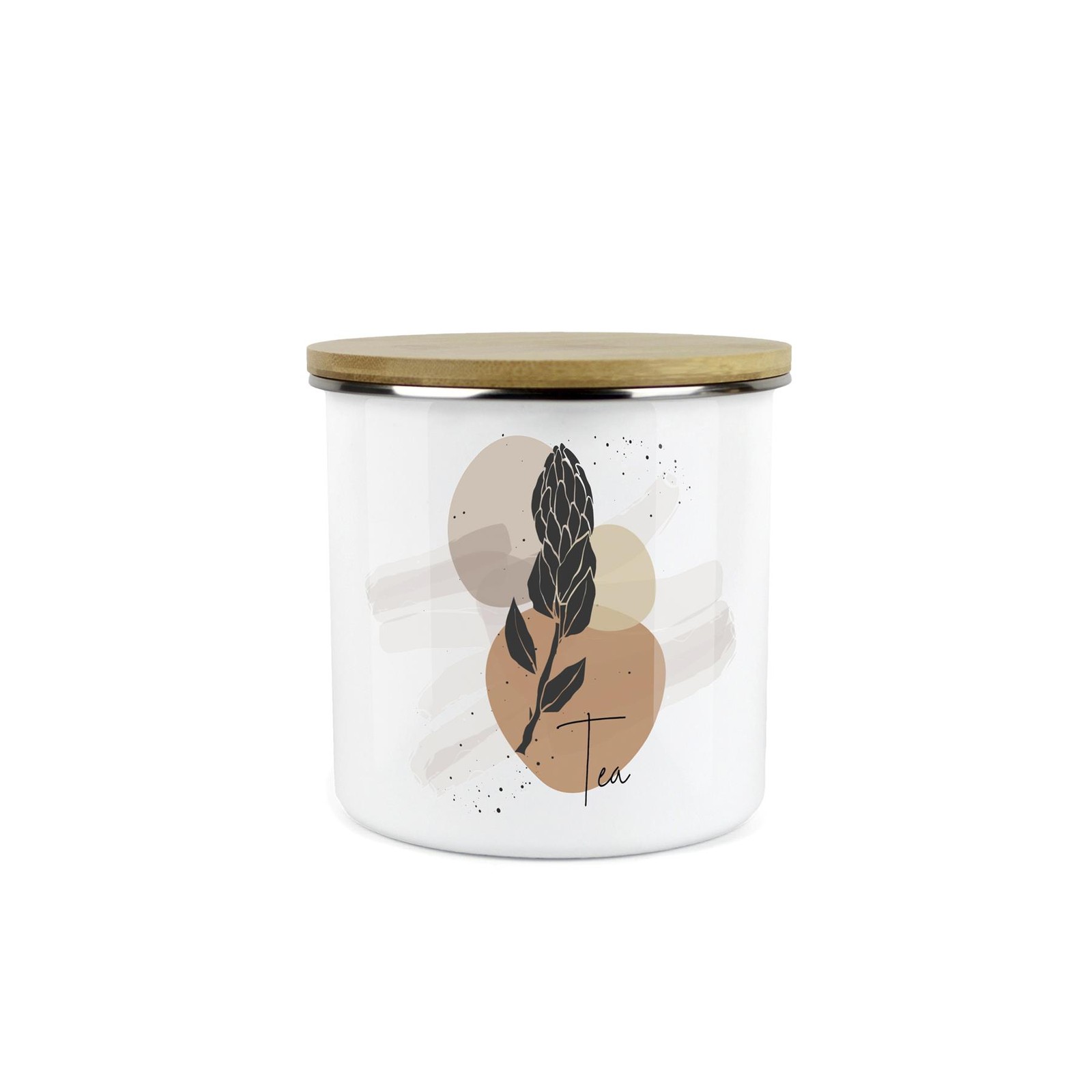 Proteas Floral Tea Canister - Enamel Kitchen Storage Jar Gift